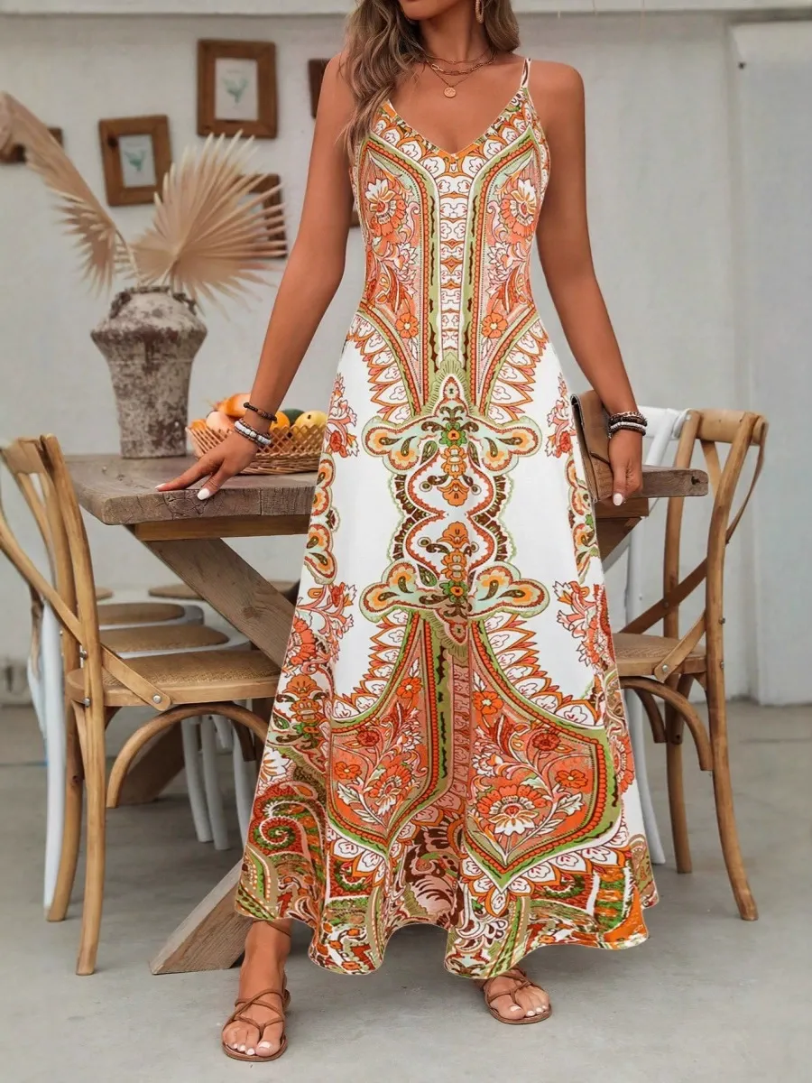 Vintage Print Summer Maxi Dress - Image 4