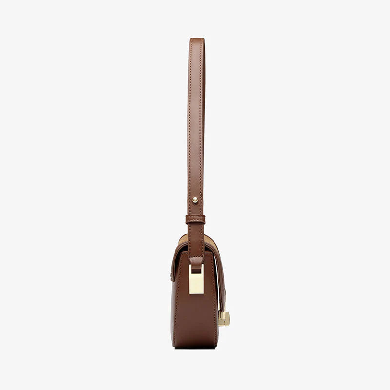 Vintage Suede Argyle Pattern Faux Leather Crossbody Saddle Bag - Brown - Image 2