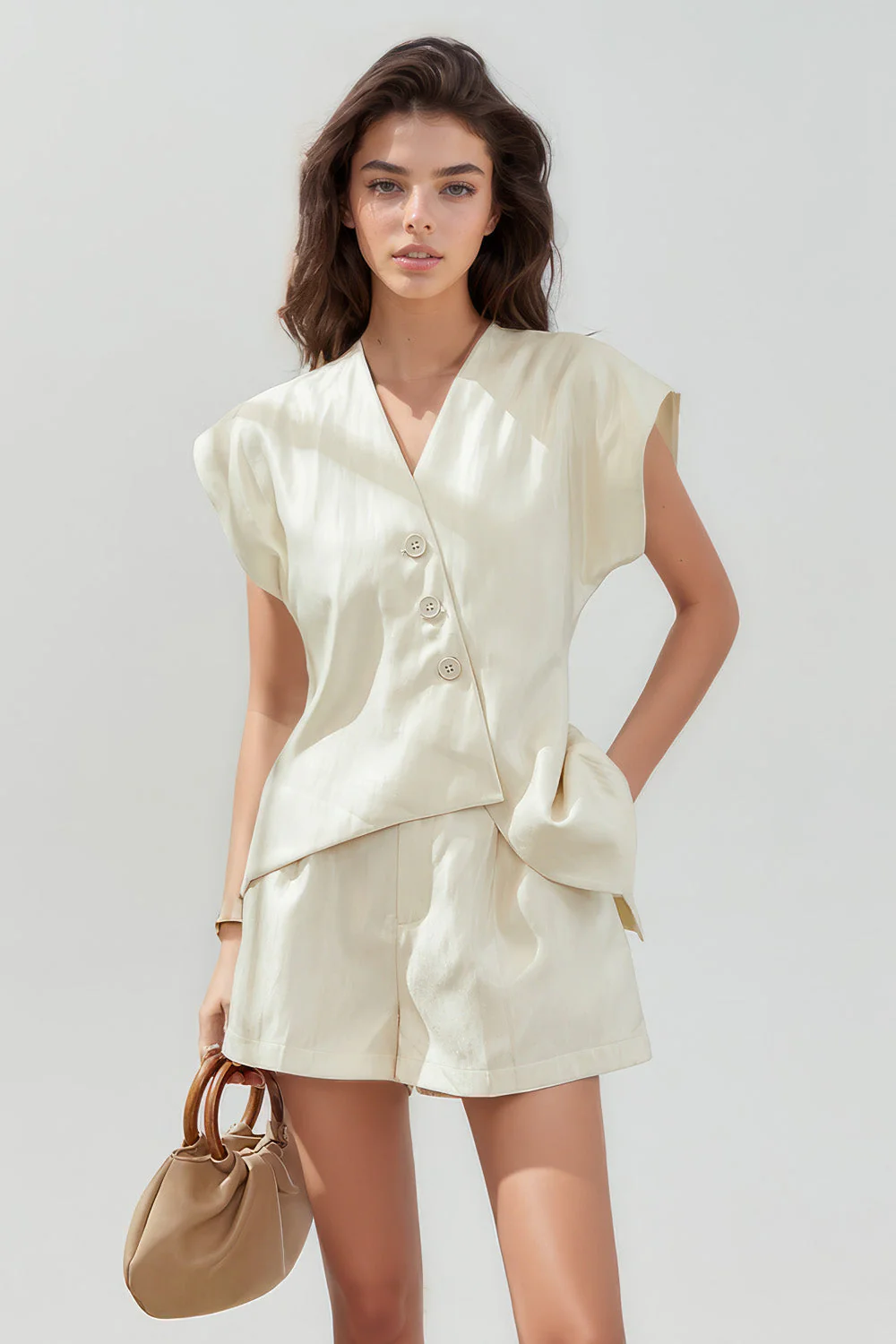 Waistcoat and Shorts 2-Piece Set - Vanilla - Image 2