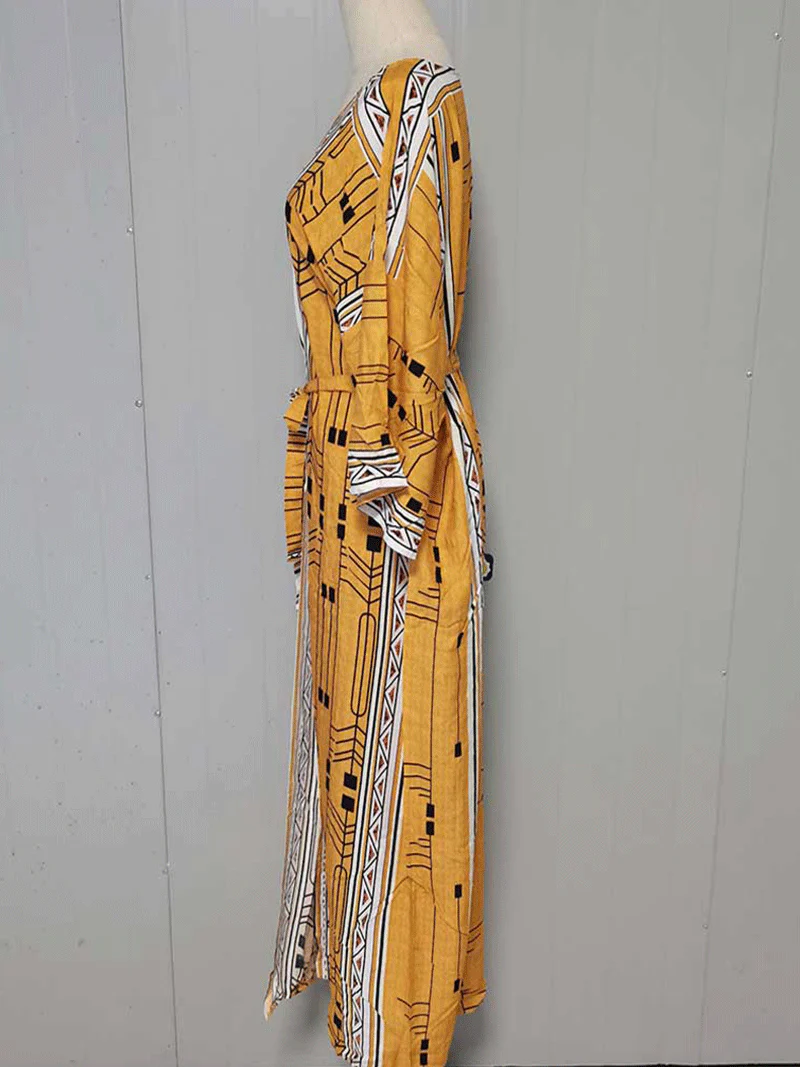 Printed Different Colors Polyester Long Length Gown Kimono Duster Robe - Image 10