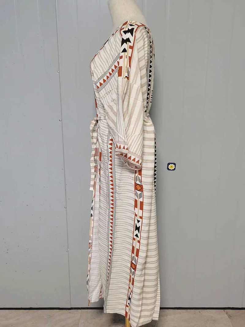 Printed Different Colors Polyester Long Length Gown Kimono Duster Robe - Image 12