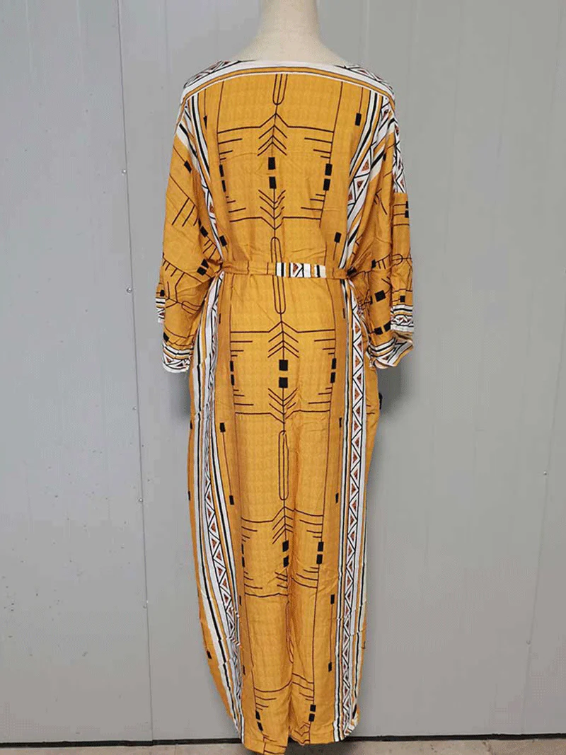 Printed Different Colors Polyester Long Length Gown Kimono Duster Robe - Image 7