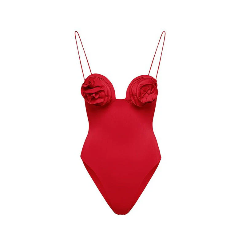 HANNA RED BODYSUIT and Skirt with ROSE BOWS 2 PIECE SET - Image 4