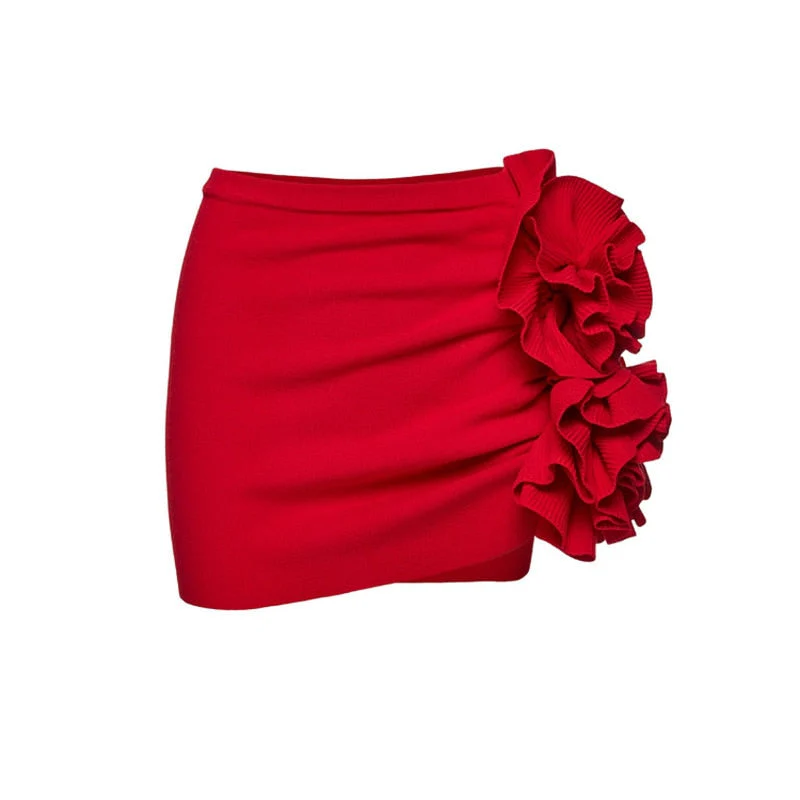 HANNA RED BODYSUIT and Skirt with ROSE BOWS 2 PIECE SET - Image 6
