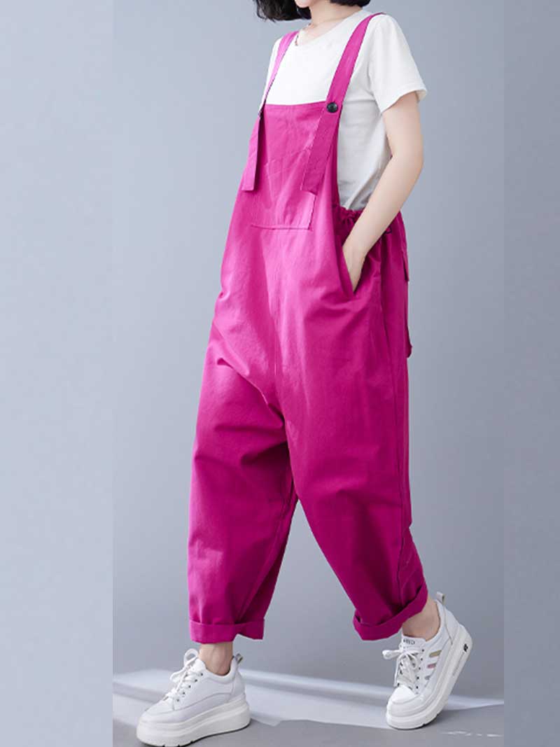 Western-style Plain Cotton Sleeveless Overalls Dungaree - Image 10