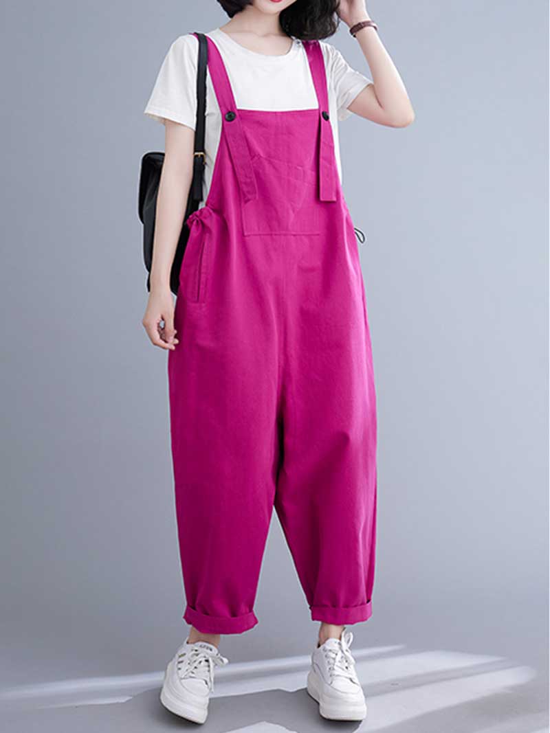 Western-style Plain Cotton Sleeveless Overalls Dungaree - Image 9