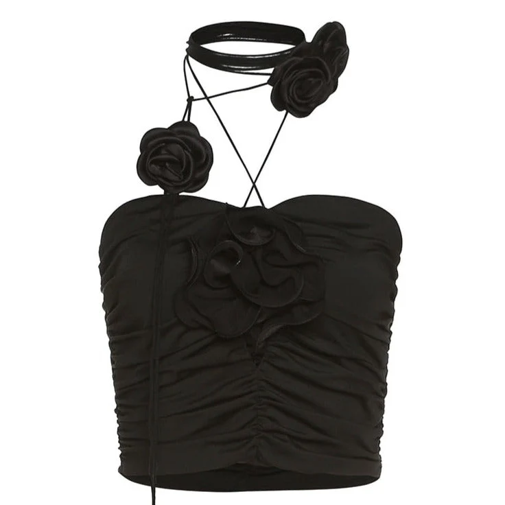 KANNA HALTER TOP DECORATED with Flowers - Image 10