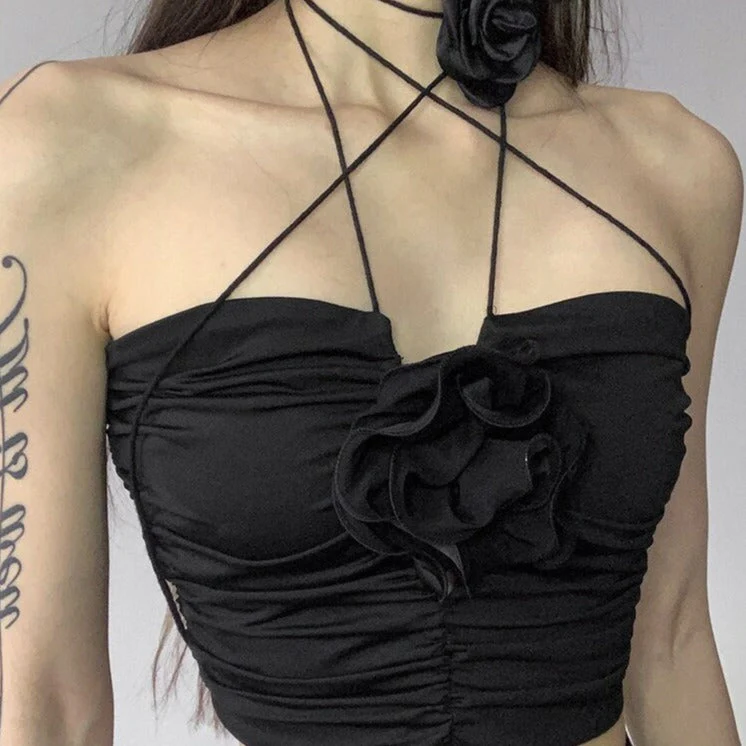 KANNA HALTER TOP DECORATED with Flowers - Image 6