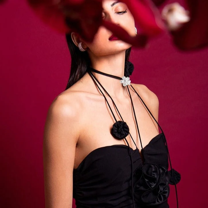 KANNA HALTER TOP DECORATED with Flowers - Image 8