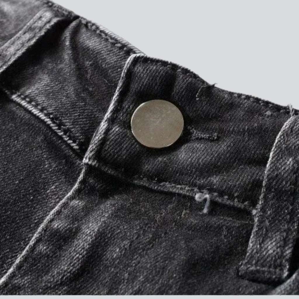 Whiskered distressed black men's jeans - Image 4