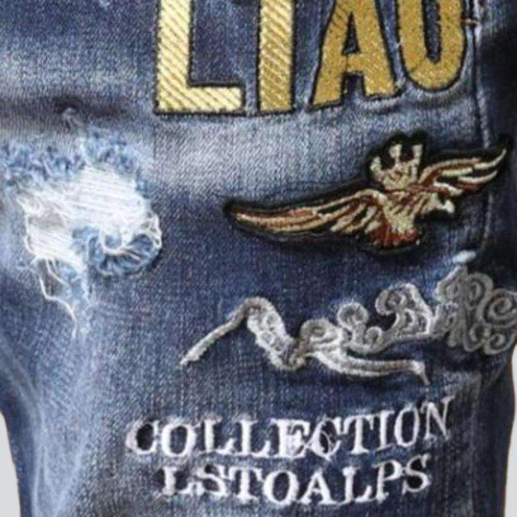 Whiskered embroidery men's jeans - Image 7