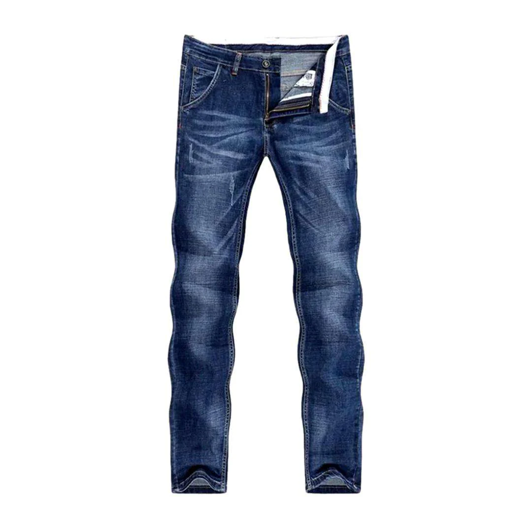 Whiskered medium wash men's jeans - Image 2