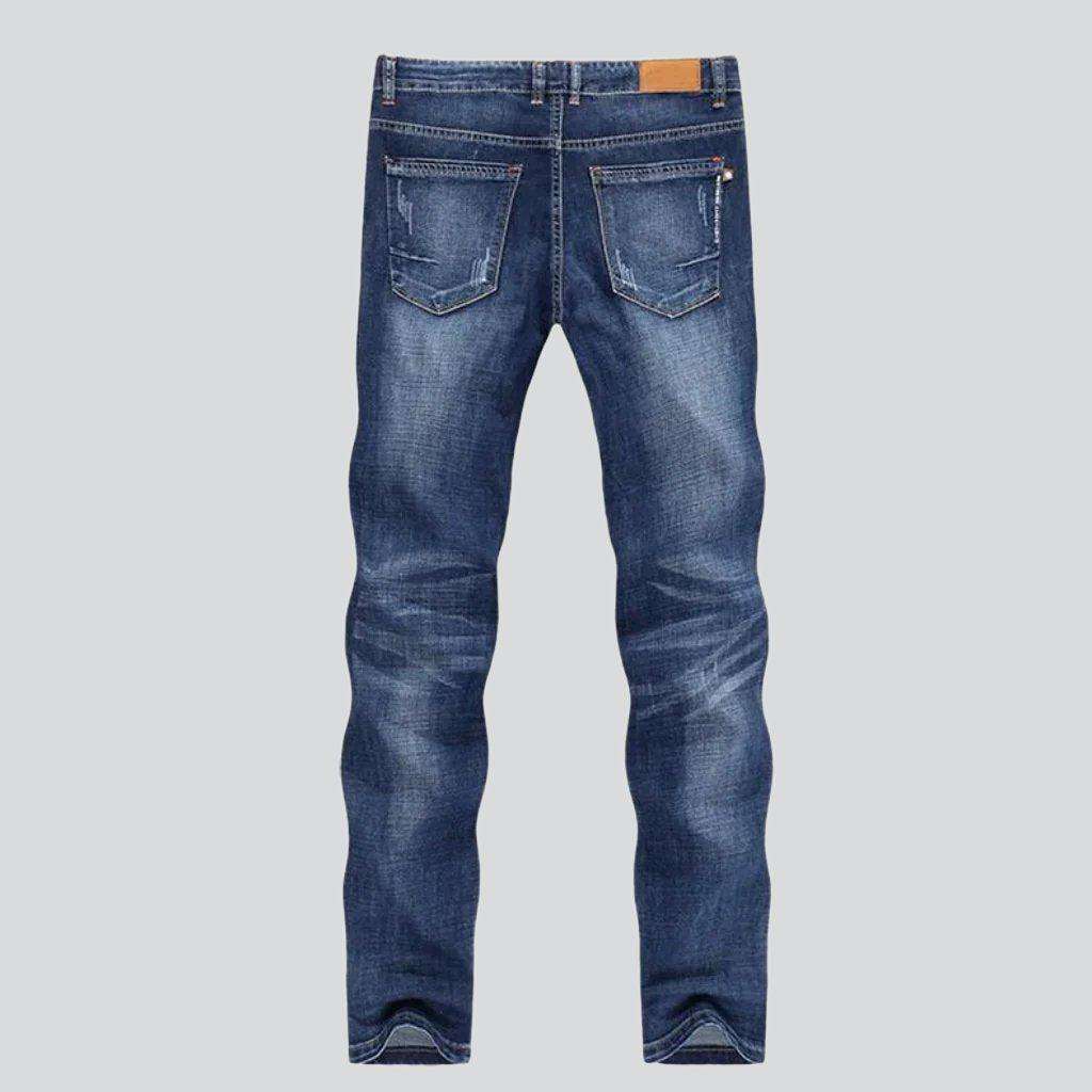 Whiskered medium wash men's jeans - Image 3