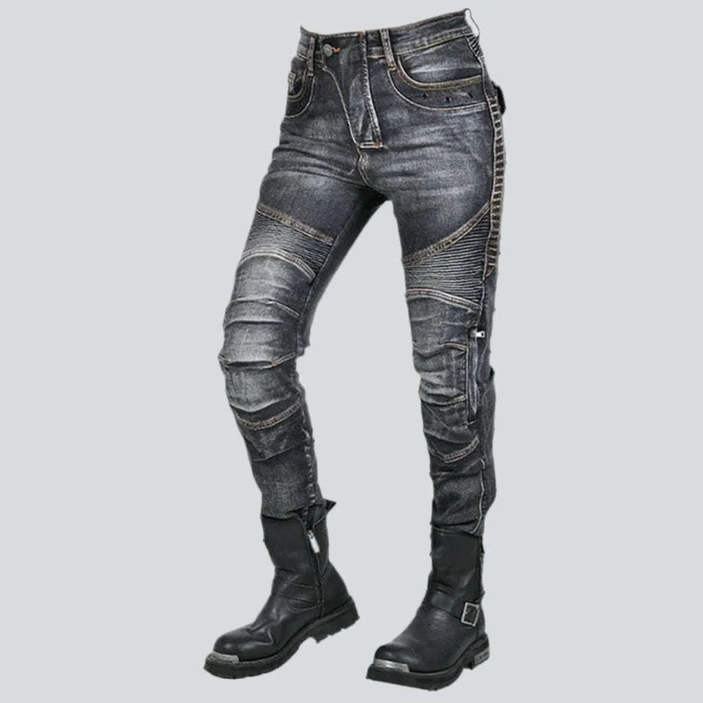 Whiskered men's biker jeans - Image 11