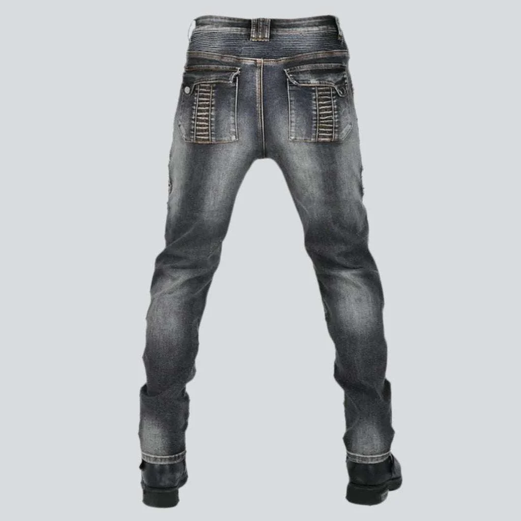 Whiskered men's biker jeans - Image 13