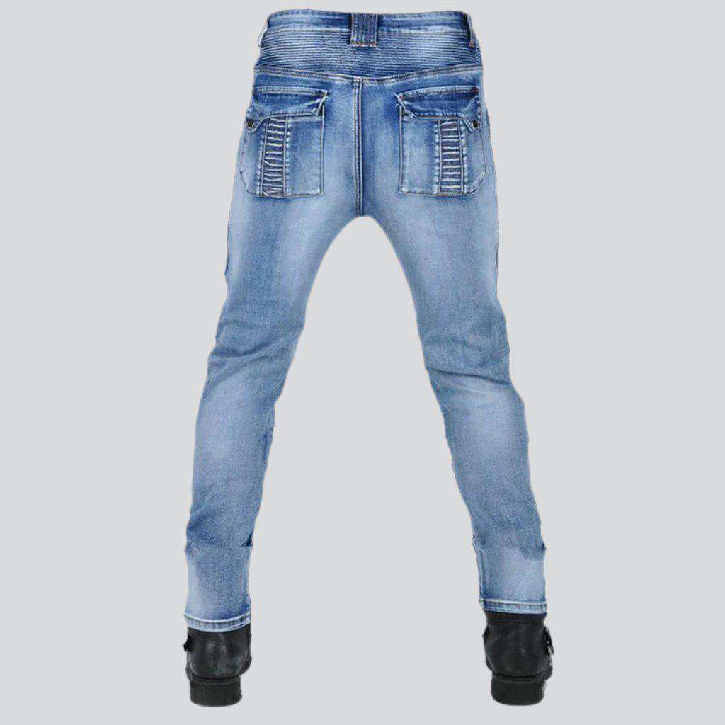 Whiskered men's biker jeans - Image 8