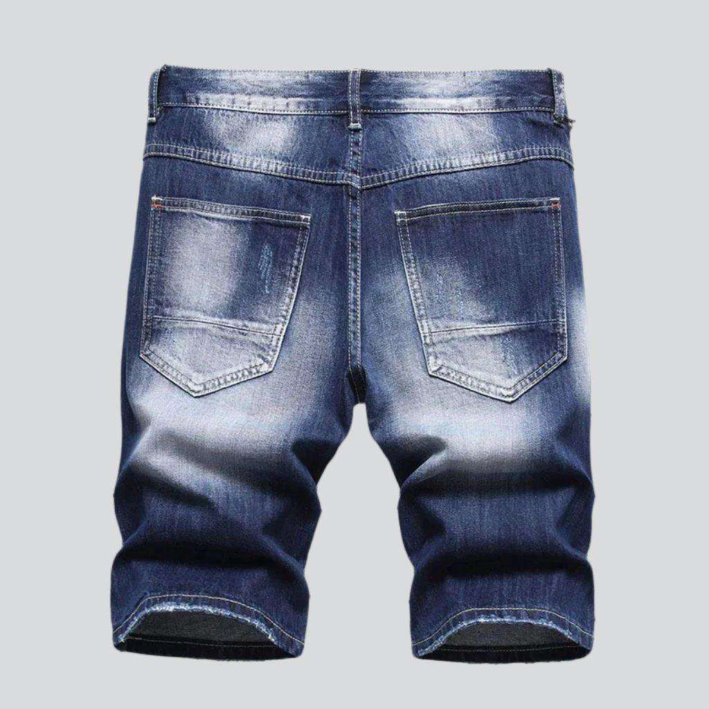 Whiskered ripped men's denim shorts - Image 3