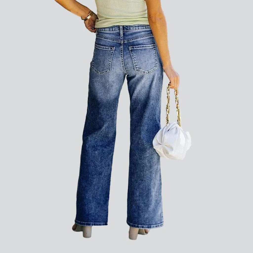 Whiskered women's wide leg jeans - Image 6
