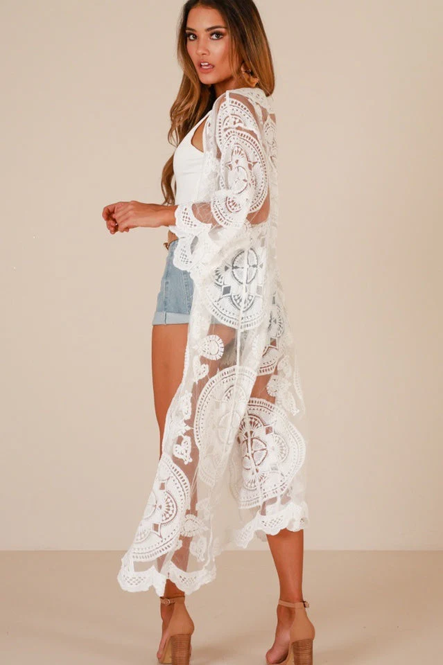 White Beach Cover Up Dress - Image 4