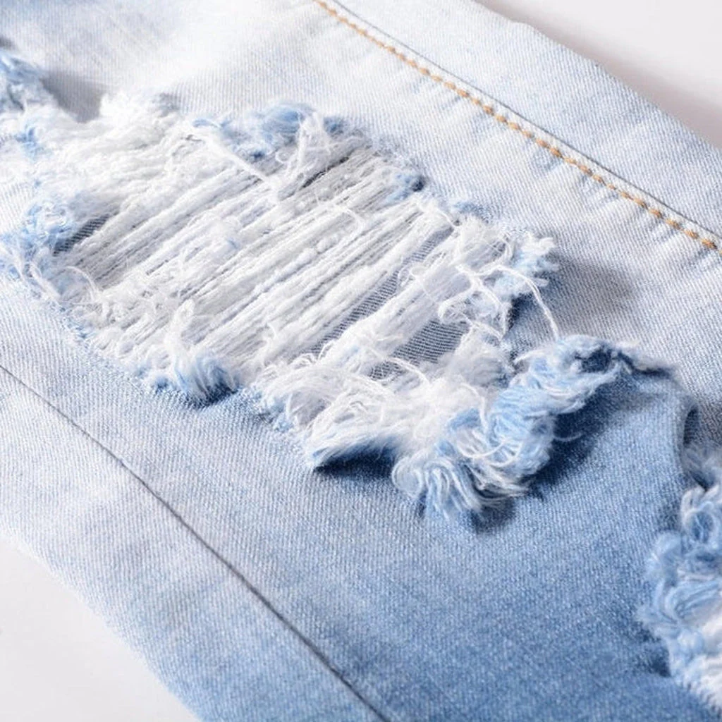 White color painted ripped jeans - Image 4