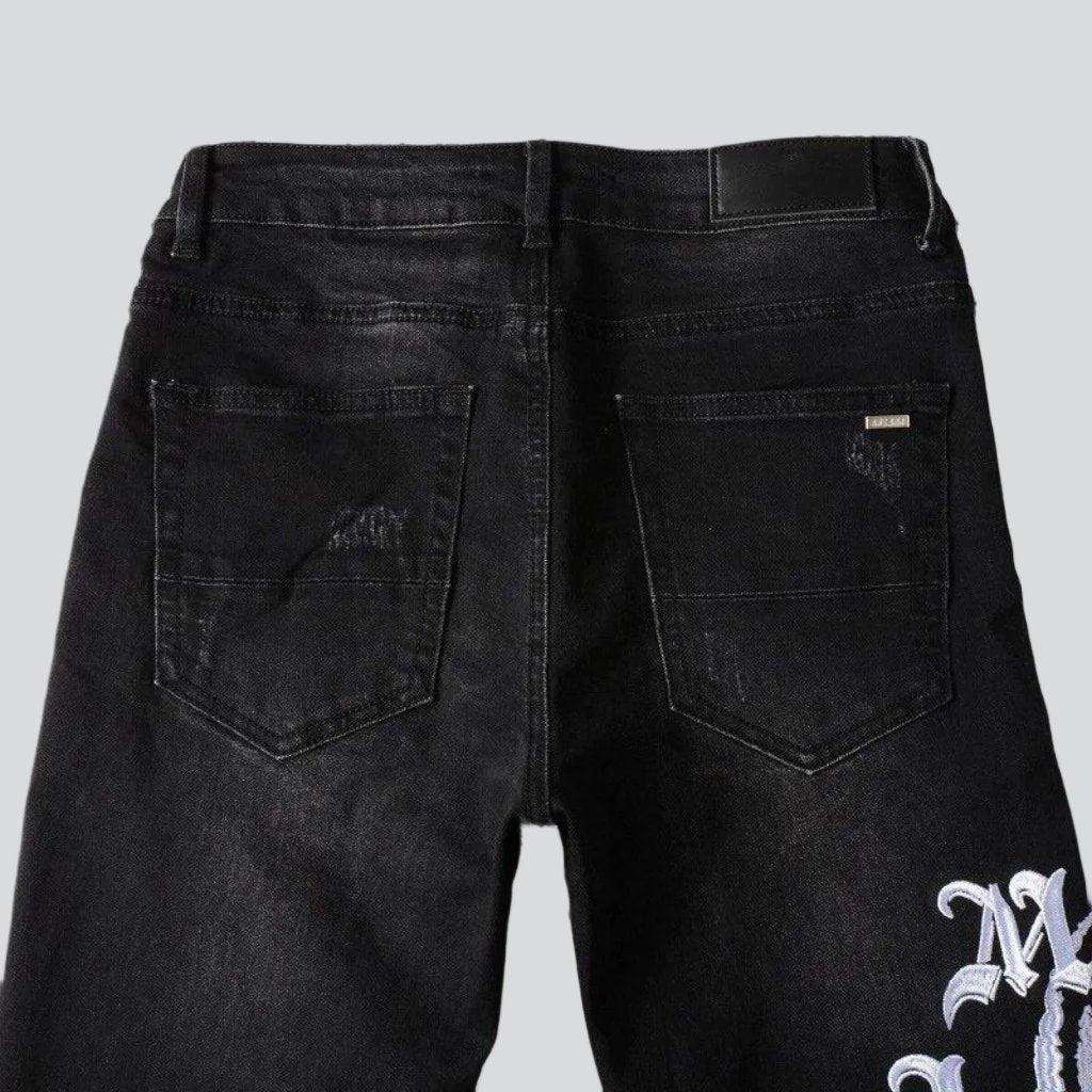 White embroidery black skinny jeans - Image 7