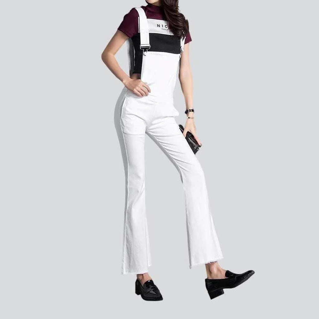 White flared women's denim jumpsuit - Image 3