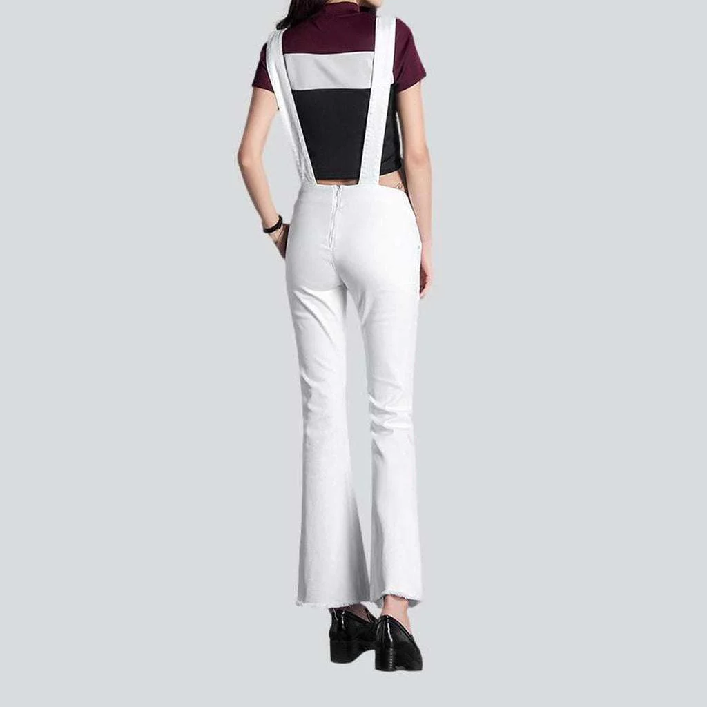 White flared women's denim jumpsuit - Image 4