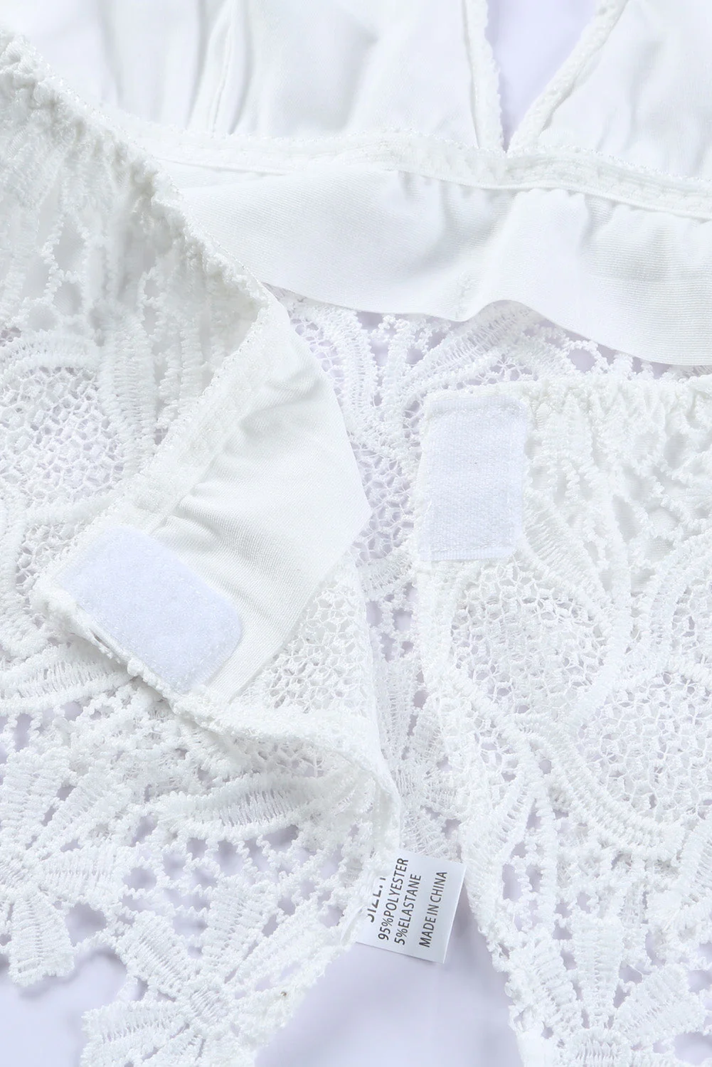 White Floral Lace Crochet Halter Backless Bralette - Image 10