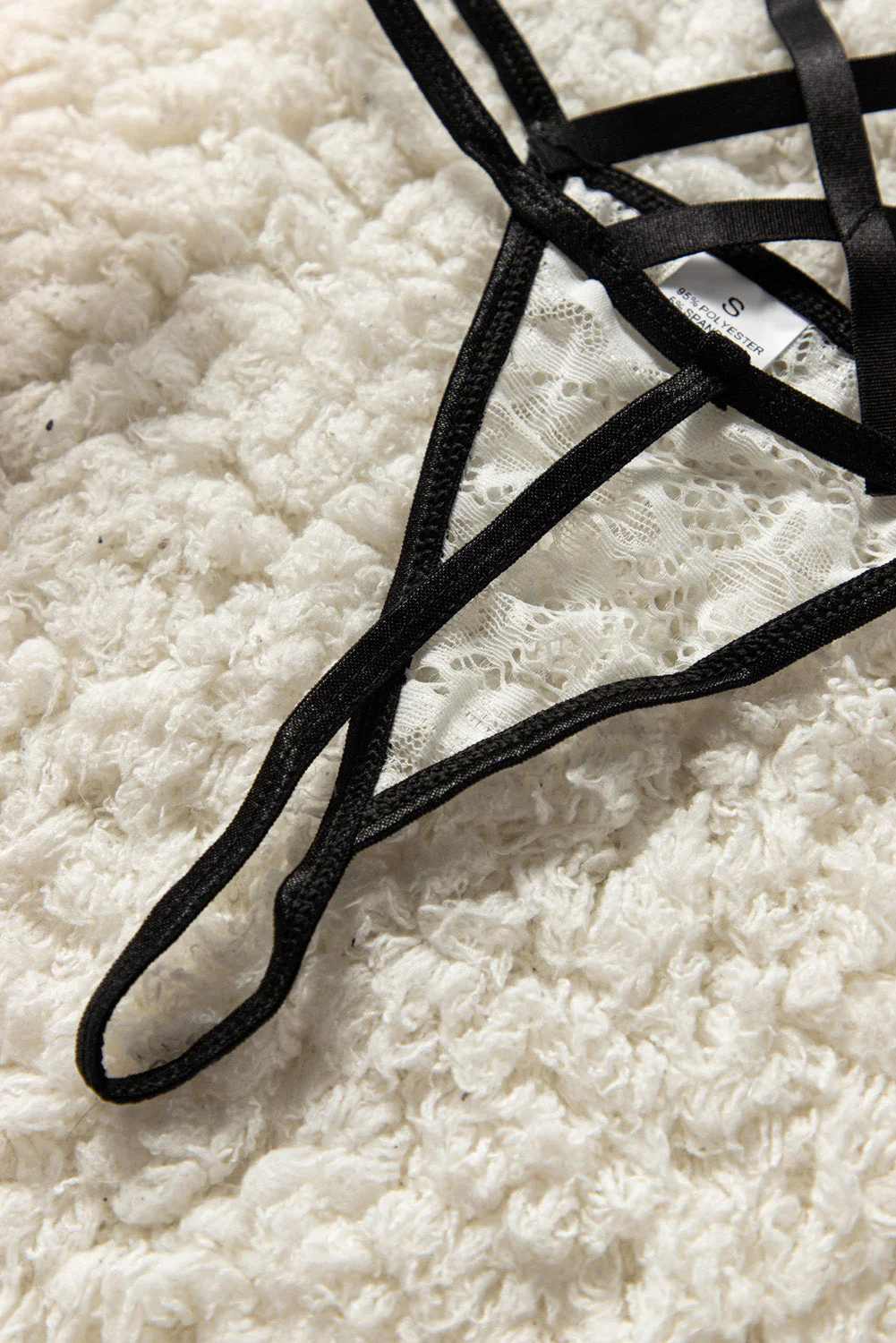 White Lace Halter Bralette And Strappy Thong Set - Image 10