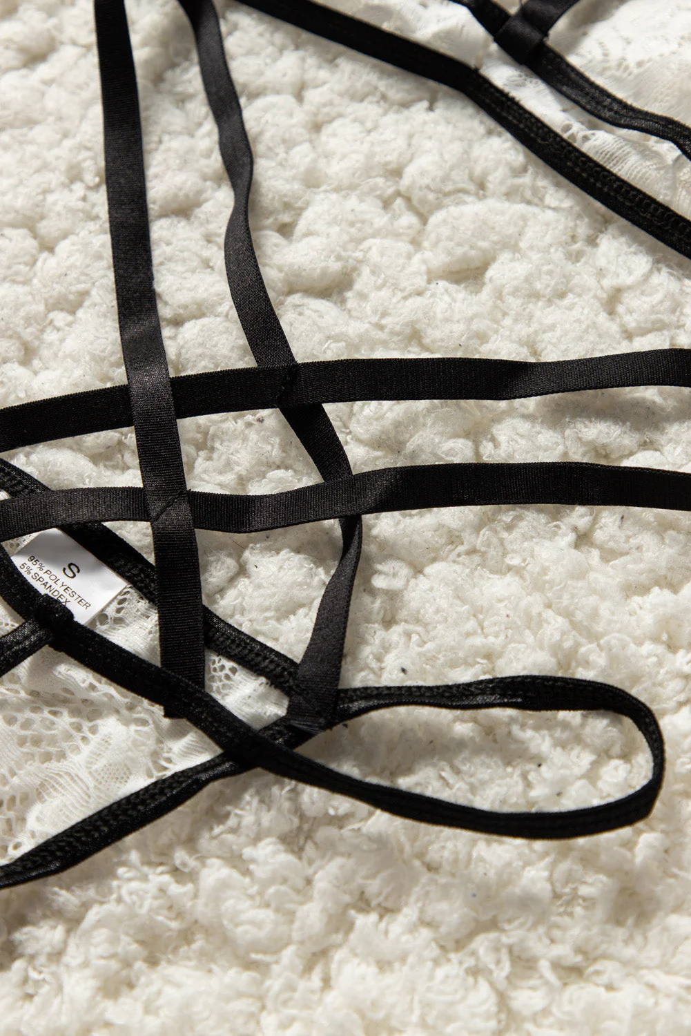 White Lace Halter Bralette And Strappy Thong Set - Image 12