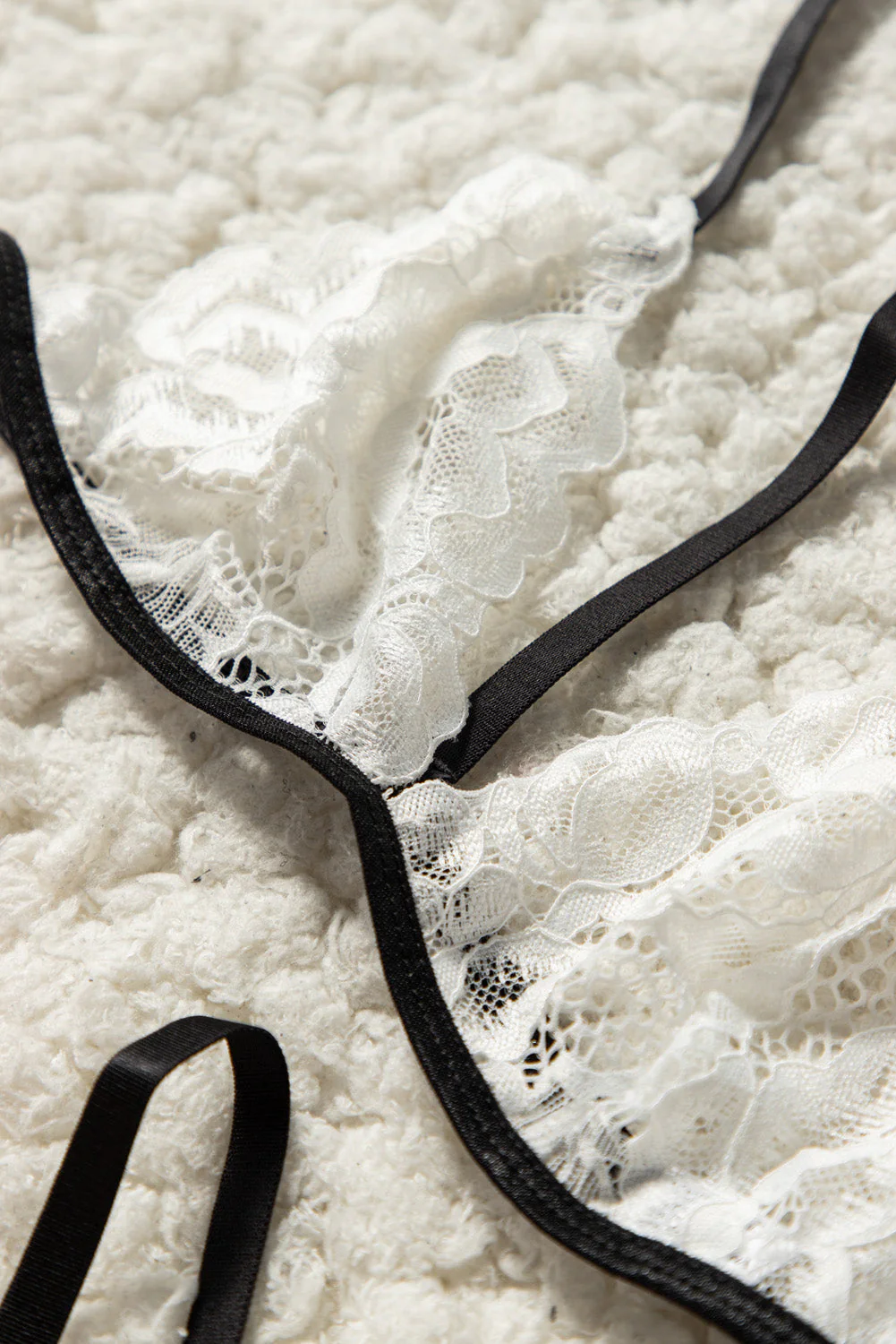 White Lace Halter Bralette And Strappy Thong Set - Image 16