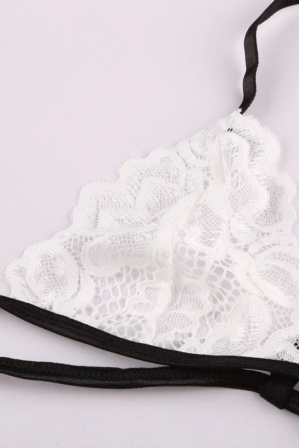 White Lace Halter Bralette And Strappy Thong Set - Image 8
