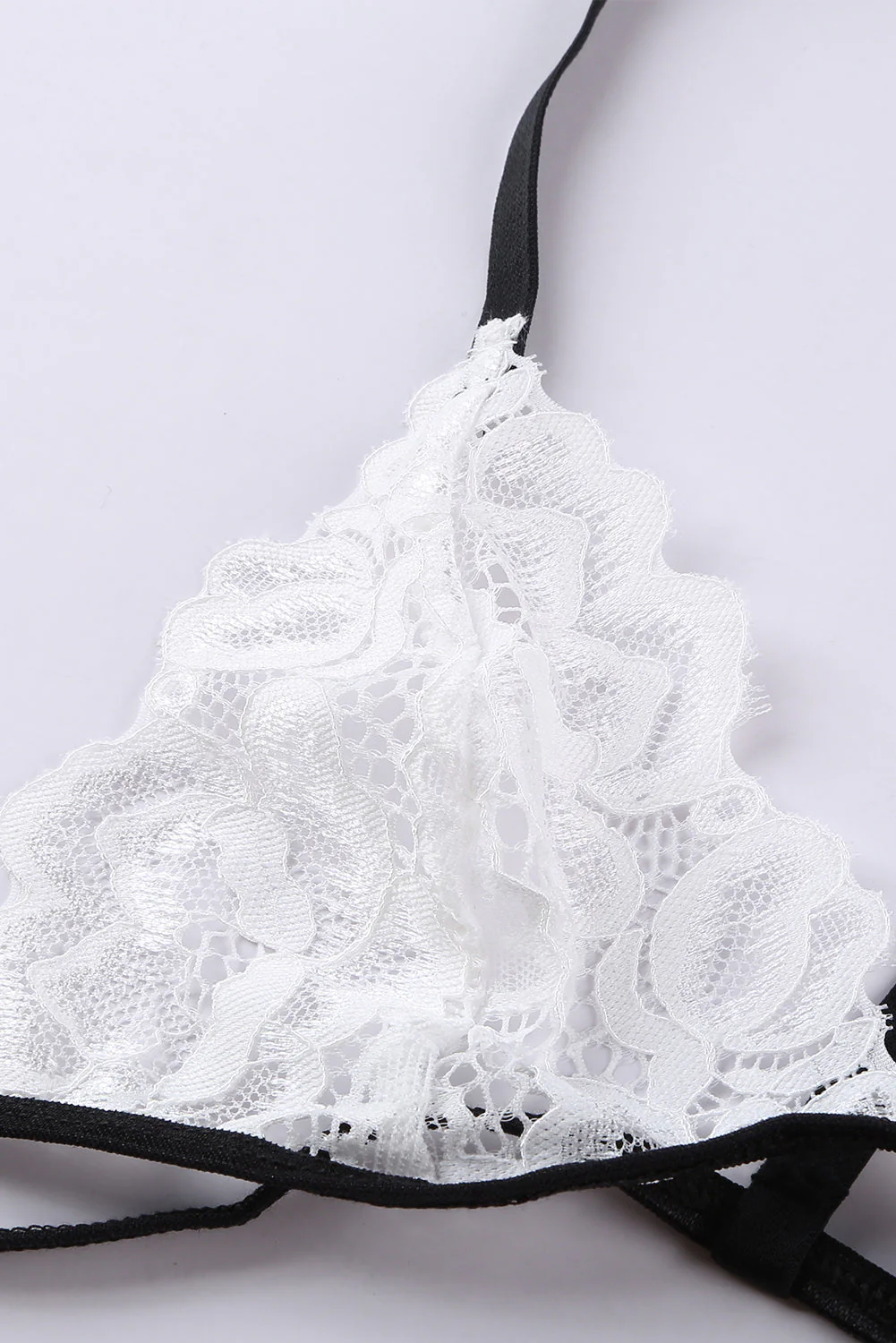 White Lace Halter Bralette And Strappy Thong Set - Image 9