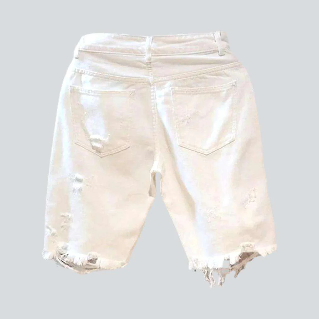 White men's distressed denim shorts - Image 3