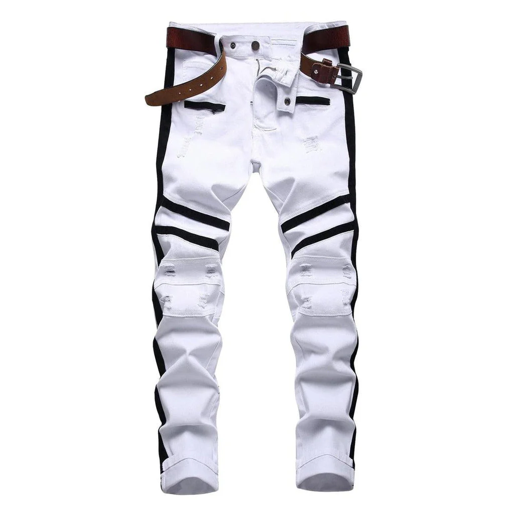 White men's jeans with bands - Image 2