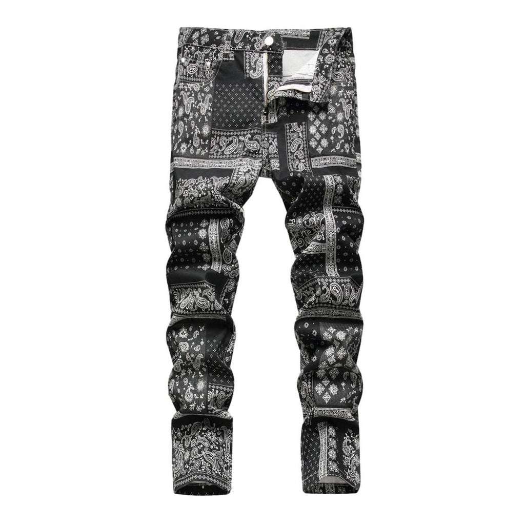 White ornament painted men's jeans - Image 2