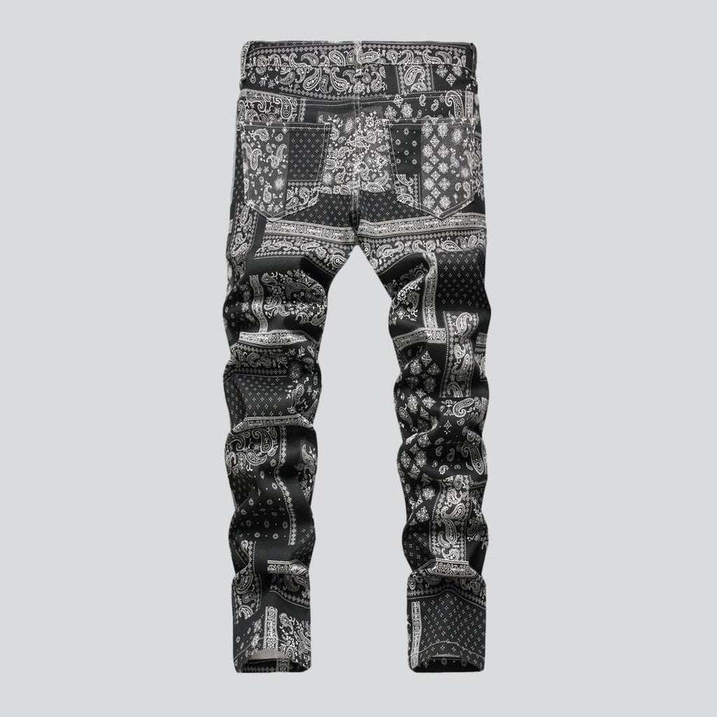 White ornament painted men's jeans - Image 3