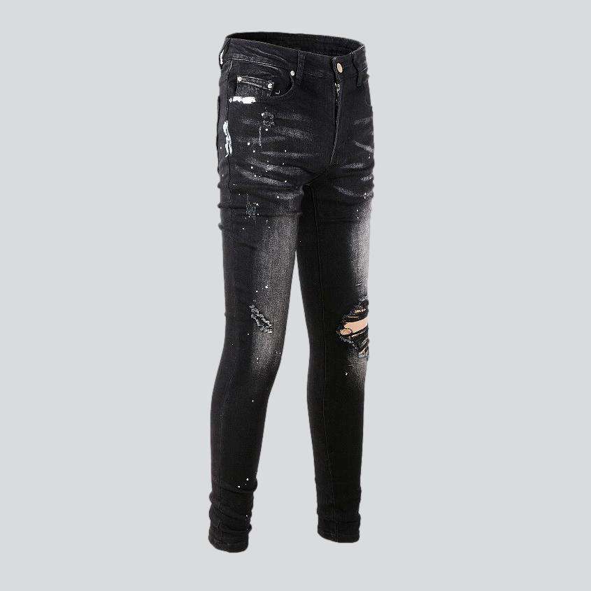 White paint splatters men's jeans - Image 3