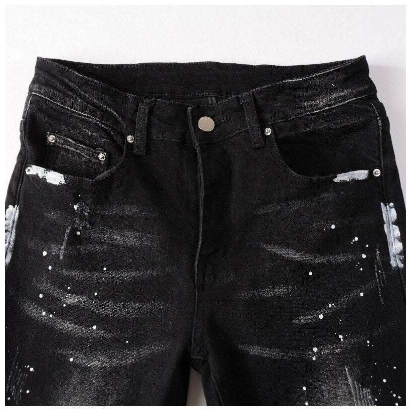 White paint splatters men's jeans - Image 5