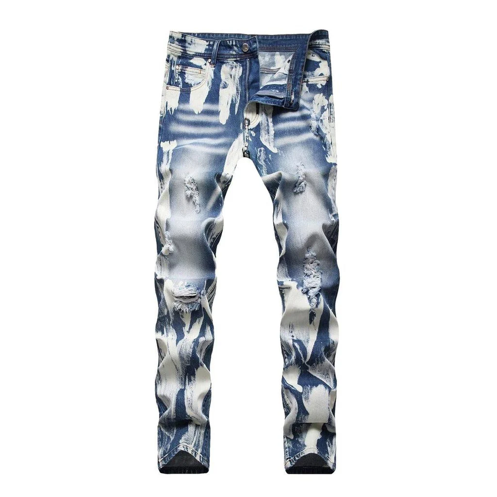 White painted men's denim pants - Image 2