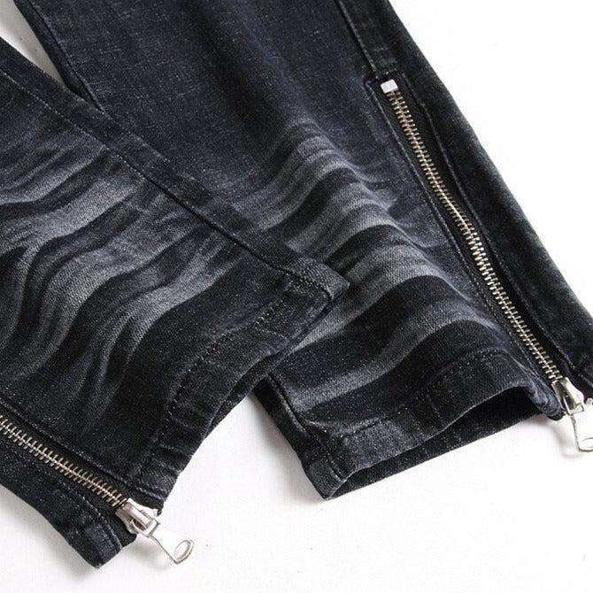 White patch men's biker jeans - Image 10