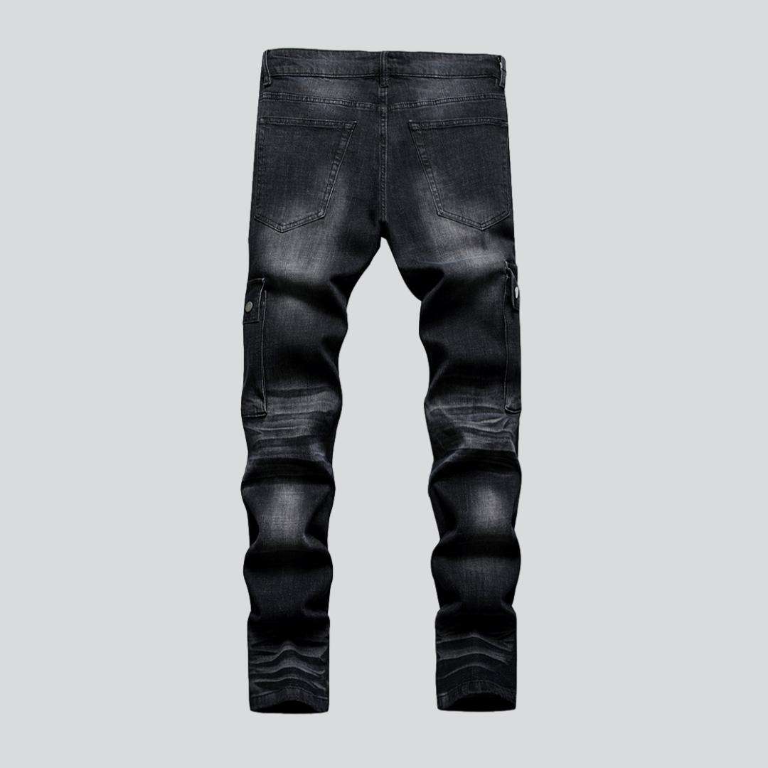 White patch men's biker jeans - Image 3