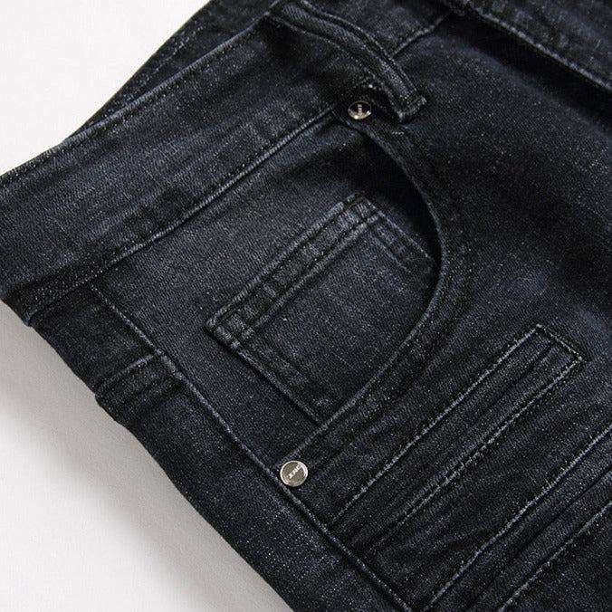 White patch men's biker jeans - Image 4
