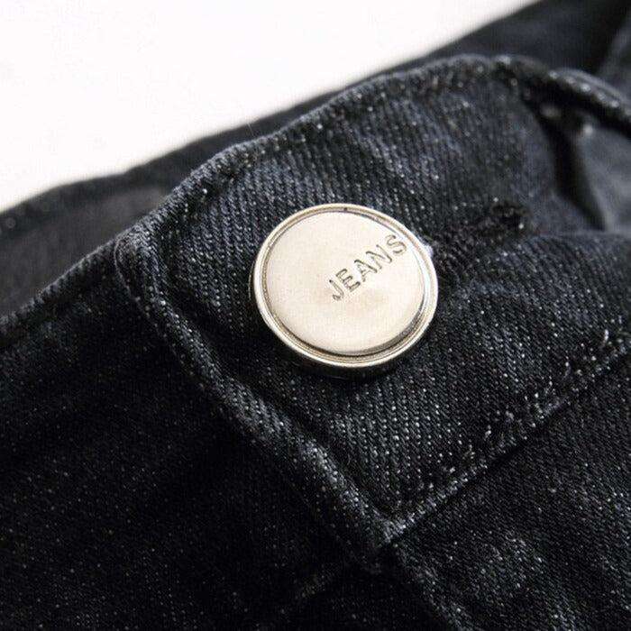 White patch men's biker jeans - Image 5