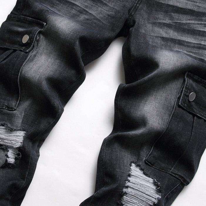 White patch men's biker jeans - Image 7
