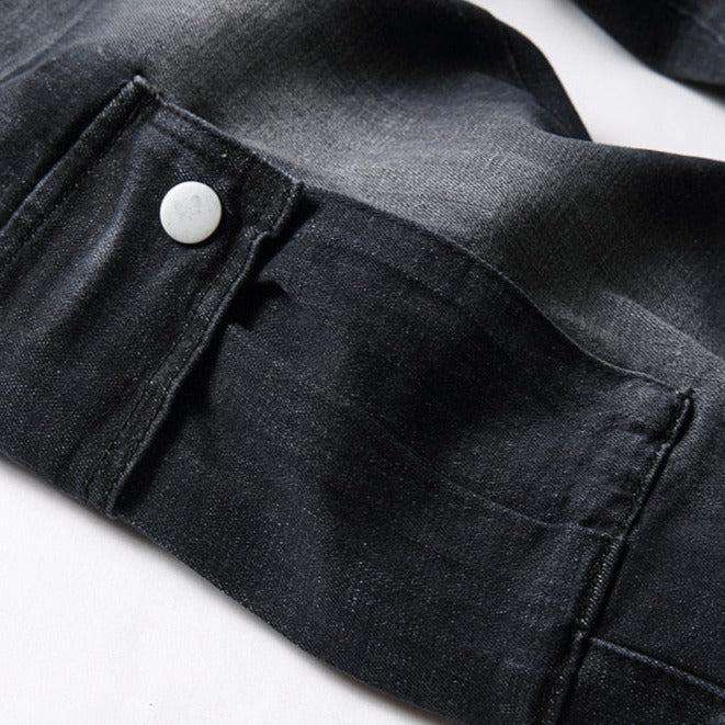White patch men's biker jeans - Image 8