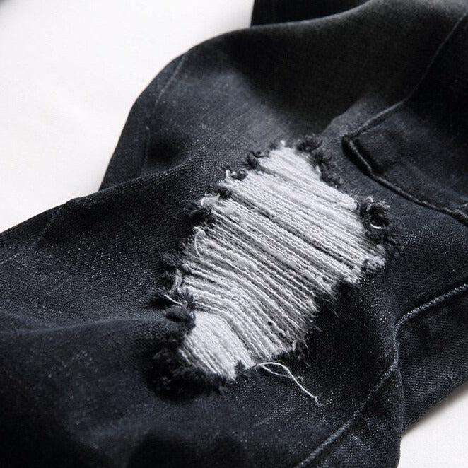 White patch men's biker jeans - Image 9