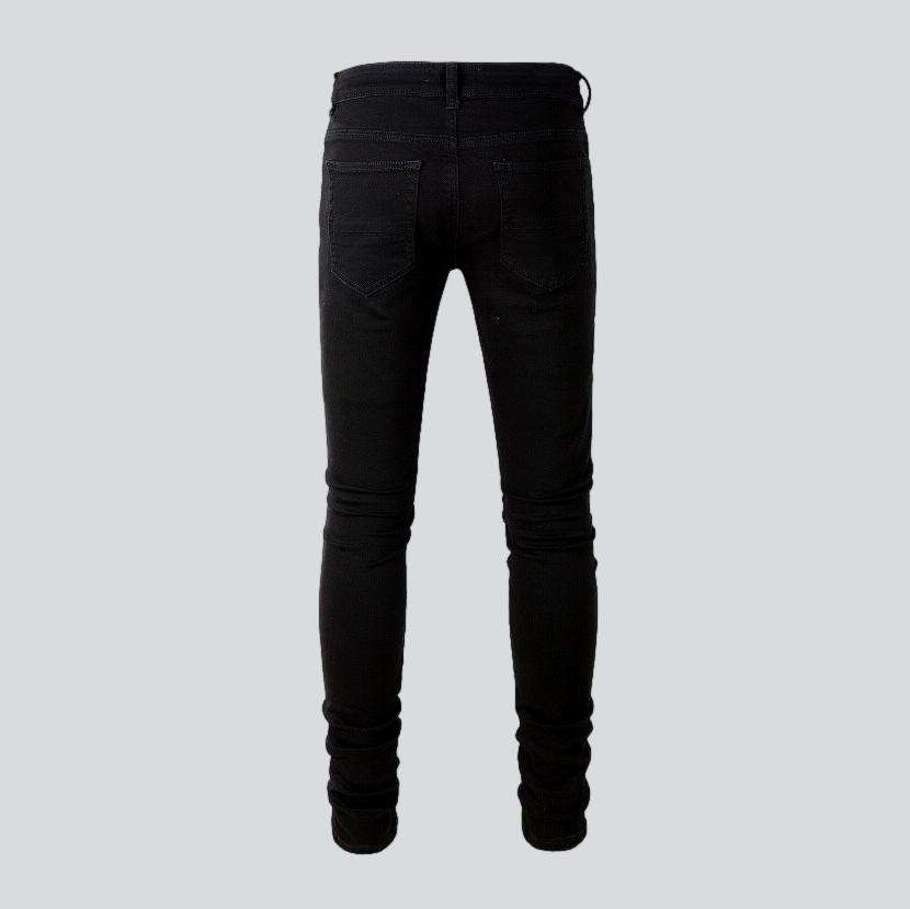 White patch ripped biker jeans - Image 4