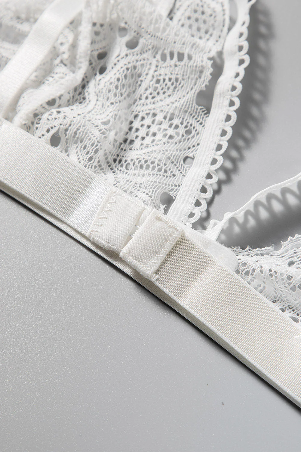 White Solid Lace Bralette Lingerie Set - Image 13
