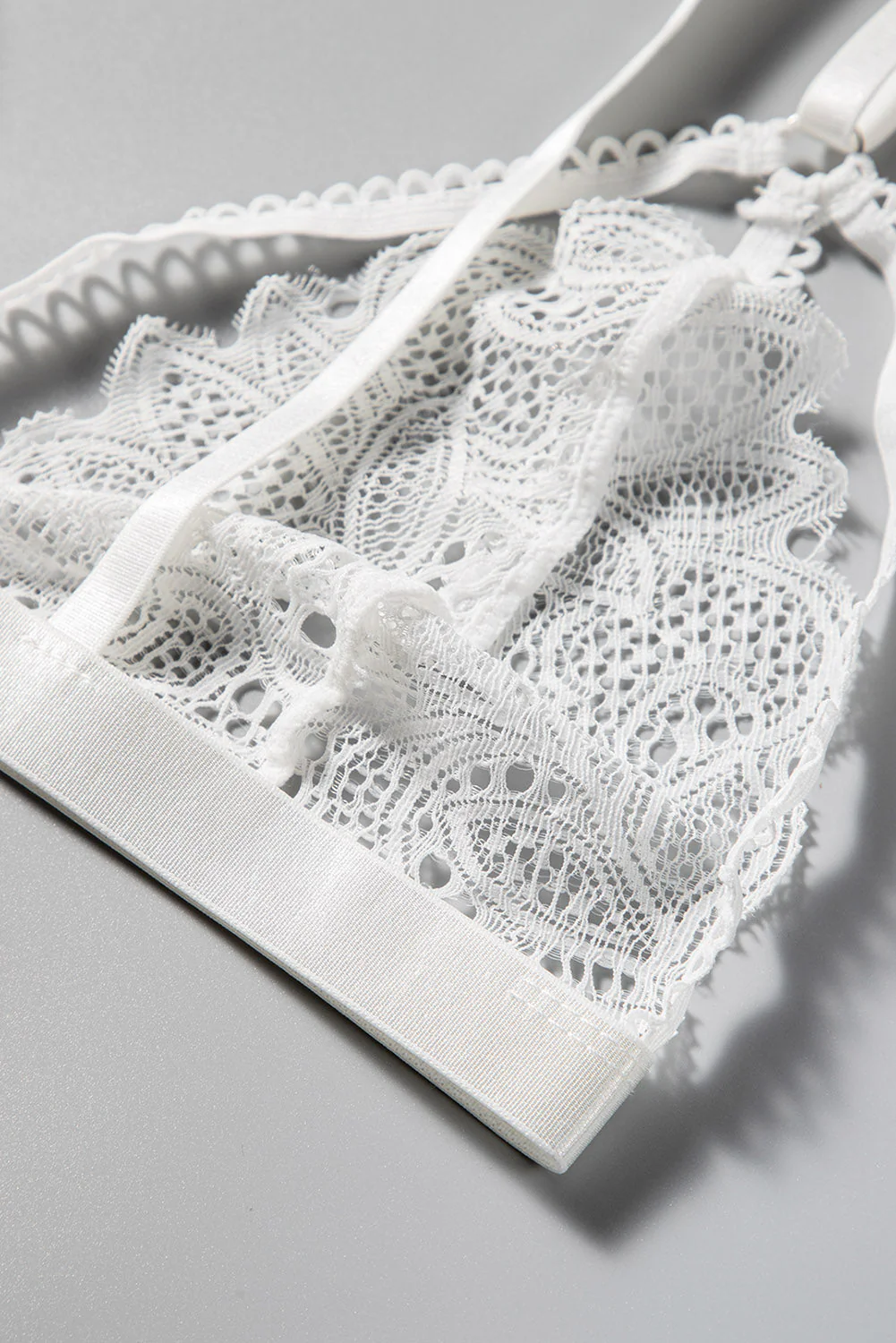 White Solid Lace Bralette Lingerie Set - Image 14